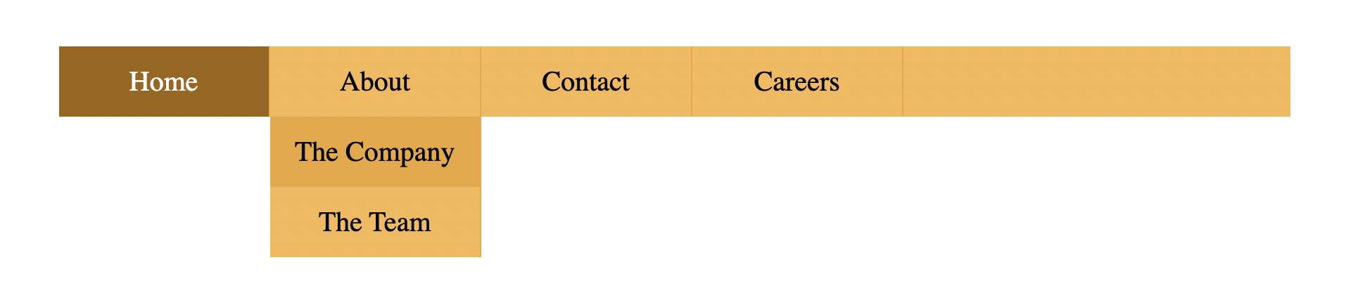 Horizontal Menu: four options with 2nd option open and active.