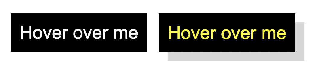 Hover over me signage: twice, 2nd with shadow & yellow font.