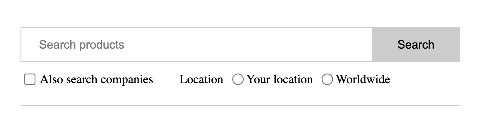 Search with checkform and radio button select signage.