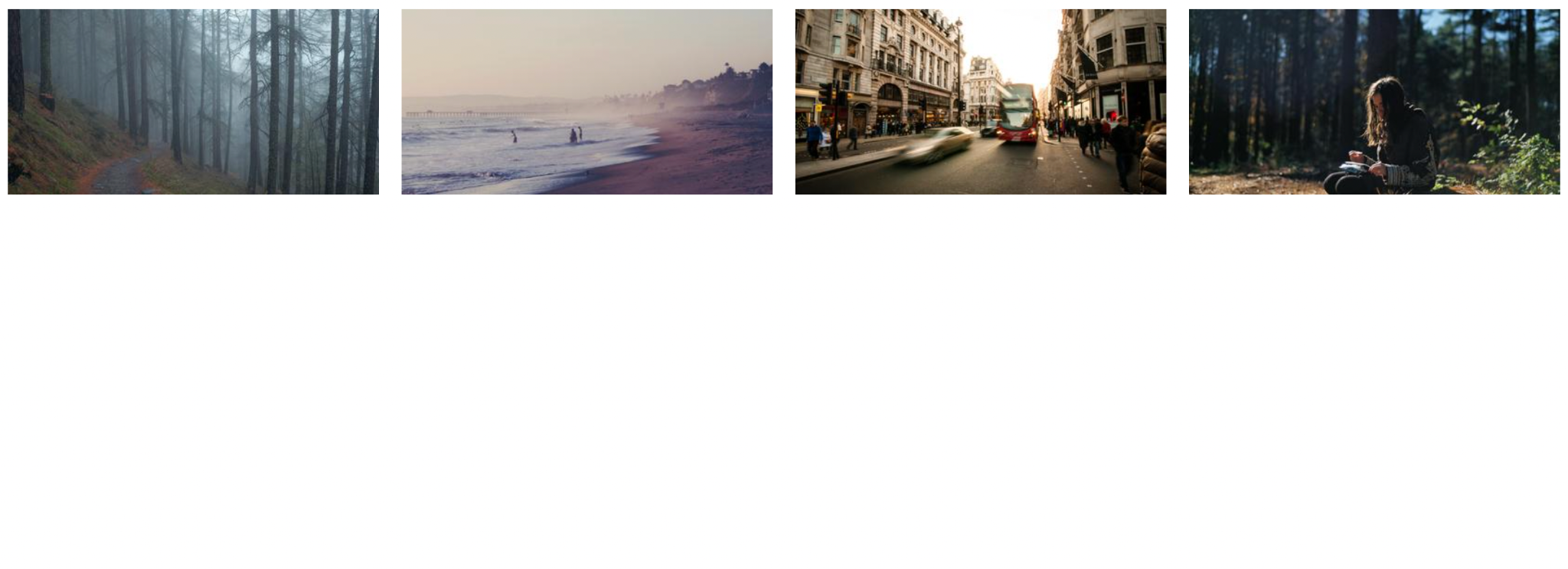 Lightbox with 4 horizontal pictures.